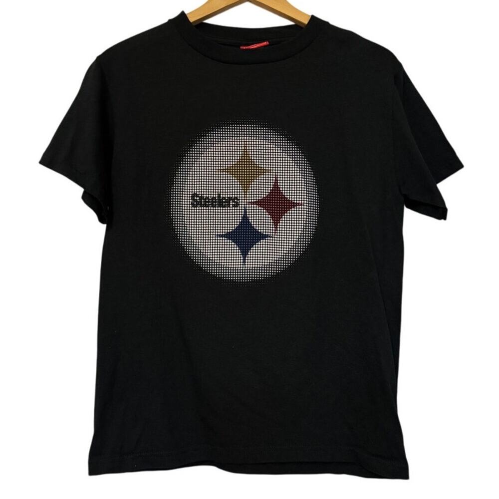 NFL Steelers girl T-Shirt Black Sport Graphic Crew Neck Short Sleeve 14-16 Large